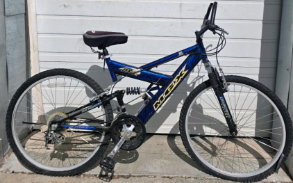 MGX DXR 21-Speed Dual Suspension Mountain Bike, 26" Wheels, Blue, Element Fork