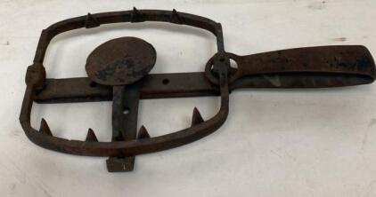 Antique Steel Leg-Hold Animal Trap, Approx. 7&ndash;9" Jaw Spread, Rusted Condition ( D )