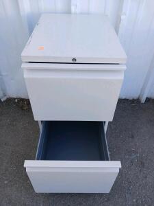 2-Drawer Metal File Cabinet, Pedestal Style, Lockable, Light Gray, 15"x20"x27", Full-Extension Drawers