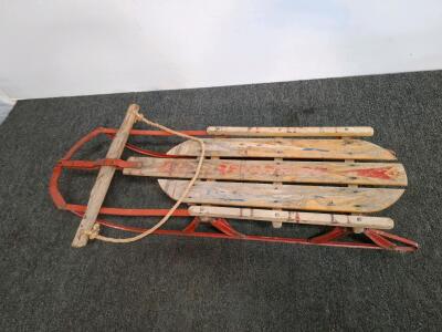 Vintage Flexible Flyer Model 42 Wooden & Steel Runner Sled, 42" Length, Steerable, USA Made (connex 6)