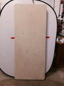 6 Ft Folding Rectangular Banquet Table, Plastic Top, Metal Legs, 72"x30", Beige