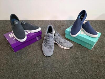 3 pairs of new men's shoes. Nike SB Stefan Janoski Slip-On AT8899-006, SB Solarsoft CT3523-401, Free Metcon 5 DV3949-003 US11.5 ( all size 11.5) (B)
