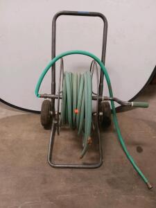 Portable Metal Hose Reel Cart, Manual Crank, 2 Wheels, Approx. 75 ft 5/8" Hose Included