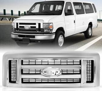 Ford E-Series Front Grille for 2008&ndash;2014 E250/E350/E450/E550, Chrome Finish (F)