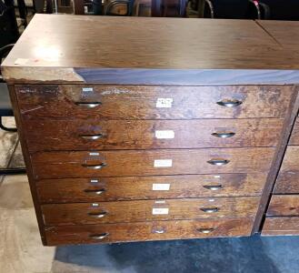 7-Drawer Wooden Flat File Cabinet for Large-Format Document Storage