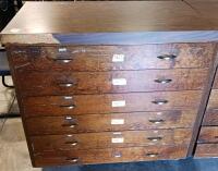 7-Drawer Wooden Flat File Cabinet for Large-Format Document Storage - 2