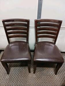 (2) Jasper Chair 533US Maple Imitation Walnut Ladder-Back Side Chairs, Tobacco Vinyl Seat, Commercial