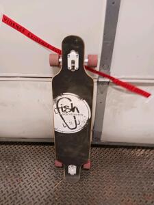 Fish Skateboards Warp Rock 41" Drop Through Longboard, 8-Ply Maple, 70mm Wheels, Skull Graphic