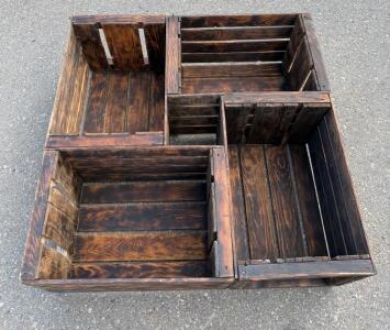 Rustic Modular Wooden Crates, Set of 5, Approx. 20.5" x 12.5" x 5" Each