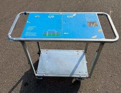Industrial 2-Shelf Aluminum Utility Cart, Custom Top Signage, 39"x18" Warehouse/Logistics