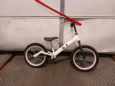 12" Balance Bike, White/Pink, Pneumatic Tires, Adjustable Seat, Lightweight Frame