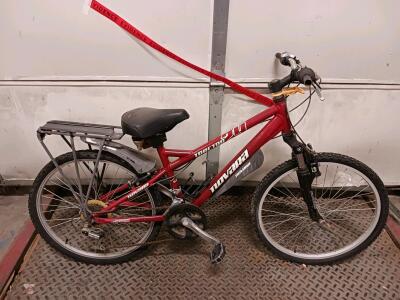 Novara Tangent 24 Mountain Bike, 24" Wheels, Front Suspension, Alloy Frame, Red, Rear Rack