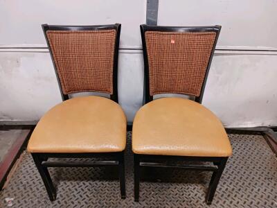 Pair of Commercial-Style Side Chairs with Wooden Frames and Upholstered Seats