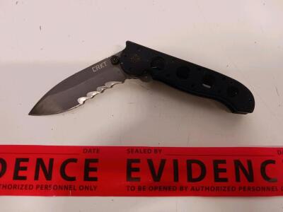 CRKT M16-10KZ Folding Knife, 3" Serrated Blade, Liner Lock, Black GRN Handle, Thumb Stud