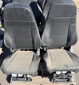 Set of Two Black Cloth/Vinyl Passenger Bucket Seats Manual Adjustments for Van/Bus Applications
