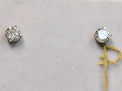 3.06ctw G-H I1-I2 Round Brilliant Diamond Stud Earrings in 14K White Gold w/ GGA Appraisal