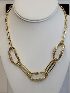 14K Yellow Gold Diamond Link Chain Necklace, 2.37ctw, 16g