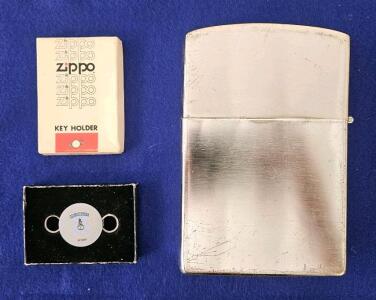 Zippo Tabletop Oversized Chrome Lighter & USS Ouellet FF 1077 Key Holder Lot