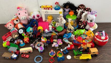 Large Mixed Toy Lot &ndash; Marvel, DC, Disney, Plush, Funko, Vehicles, Baby Items, 40+ Pieces