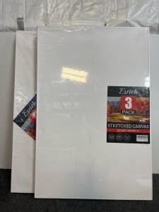 (2) Esrich 3-Pack 32"x48" Stretched Cotton Canvas, Triple-Primed, 8 Oz, 5/8" Profile, Crossbar Support