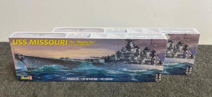 (2) Revell USS Missouri 1:535 Scale Model Kit &ndash; 74 Parts, Level 4 Skill, Includes Display Stand