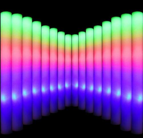 Multicolor LED Foam Glow Sticks, 16" Length, 3 Flashing Modes