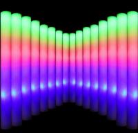 Multicolor LED Foam Glow Sticks, 16" Length, 3 Flashing Modes