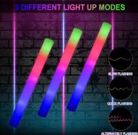 Multicolor LED Foam Glow Sticks, 16" Length, 3 Flashing Modes - 3