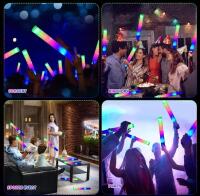 Multicolor LED Foam Glow Sticks, 16" Length, 3 Flashing Modes - 6