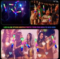 Multicolor LED Foam Glow Sticks, 16" Length, 3 Flashing Modes - 7