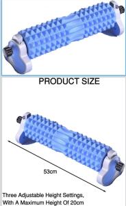Height-Adjustable Foam Massage Roller With Support Stand, Blue/Gray, 20.87 In Length