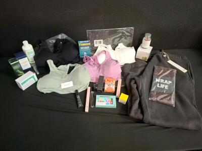 Skincare, Sports Bras (M), Pants, Headwrap, Supplements, Press-on Nails, And More