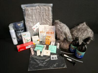 D3+K2 Vitamins, Castor Oil, Faux Fur Slippers 42, Cleansing Pads, Mint & Lily Jewelry, And More