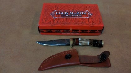 NEW Louis Martin Custom Knife w/Leather Sheath