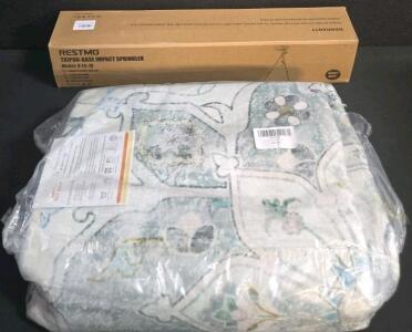 Large Light Blue/Grey Floral-Medallion Area Rug, 9'3" x 12'6", Machine-Made, Low Pile