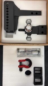 8-Position Adjustable Trailer Hitch, Dual Ball 2"/2-5/16", 2" Receiver, Pins & Shackle