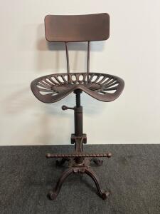 Industrial Adjustable Tractor Seat Bar Stool with Backrest, Cast Iron, 22.5"&ndash;32" Height