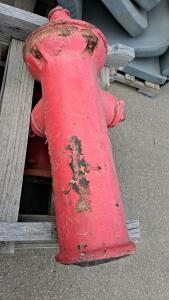 Municipal Cast Iron Fire Hydrant Barrel Section &ndash; Approx. 24&ndash;30 In Height, Red, Heavy Wear, Inspect In Person