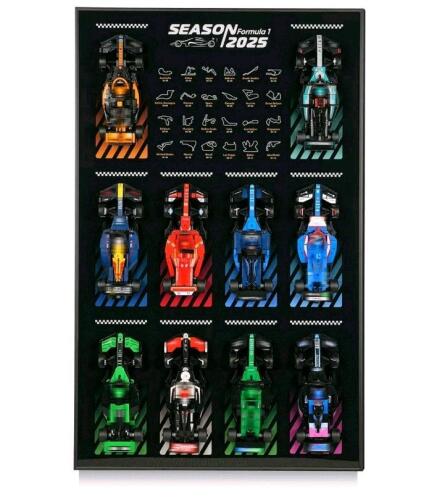 2025 Formula 1 Team Diecast Model Car Set &ndash; Complete 12-Car Display With Season Tracks Case