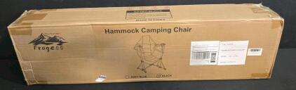 Fragess Hammock Camping Chair, 330 lb Capacity, Black, Powder-Coated Steel Frame, Carry Bag