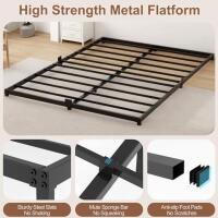 Queen Metal Platform Bed Frame + 9'x12' Area Rug Distressed Medallion - 4