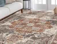 Queen Metal Platform Bed Frame + 9'x12' Area Rug Distressed Medallion - 5
