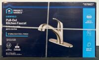 Project Source Everfield Pull-Out Kitchen Faucet, Stainless Steel, Model 67737-2008D2