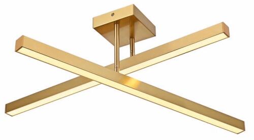 (2) Modern Gold LED Ceiling Light Fixtures With Rotatable Bars, 24W, 3000K