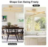 (2) Modern Gold LED Ceiling Light Fixtures With Rotatable Bars, 24W, 3000K - 2