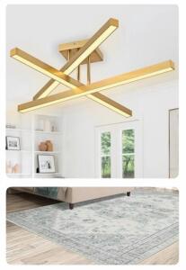 Modern Rotatable Gold LED Ceiling Light Fixture 24W 120V With 6x9 Green Vintage Area Rug
