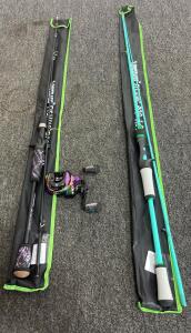 7'0" 2-Piece Fishing Rods With Multicolor Baitcasting Reel And Cases