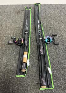 6.8 ft 2-Piece Baitcasting Rod & Reel Combo, Medium Heavy, Fast Action, Carbon Fiber