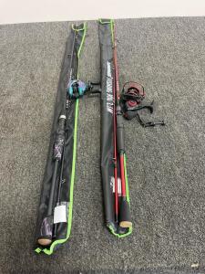 Spinning & Baitcasting Fishing Rod and Reel Combos &ndash; 2-Piece, 9.5 ft, Travel Cases Included