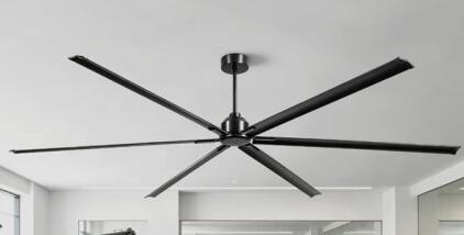 120" HVLS Industrial Ceiling Fan, 8 Aluminum Blades, DC Motor, 16,000+ CFM, Remote, Black